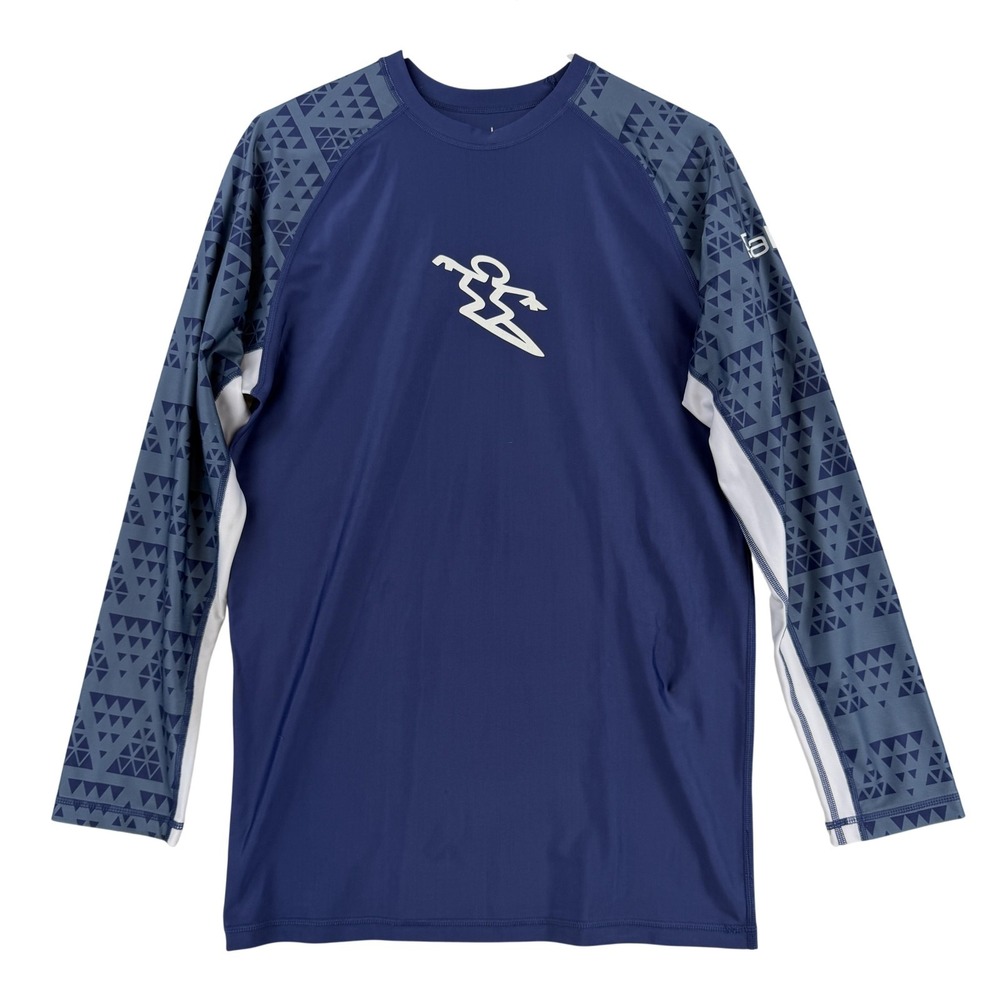 Da Hui Shirt Mens Large Blue Long Sleeve Rash Guard Surf Swim Hawaii Beach